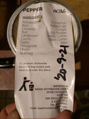 Receipt showing Gomen ingredients